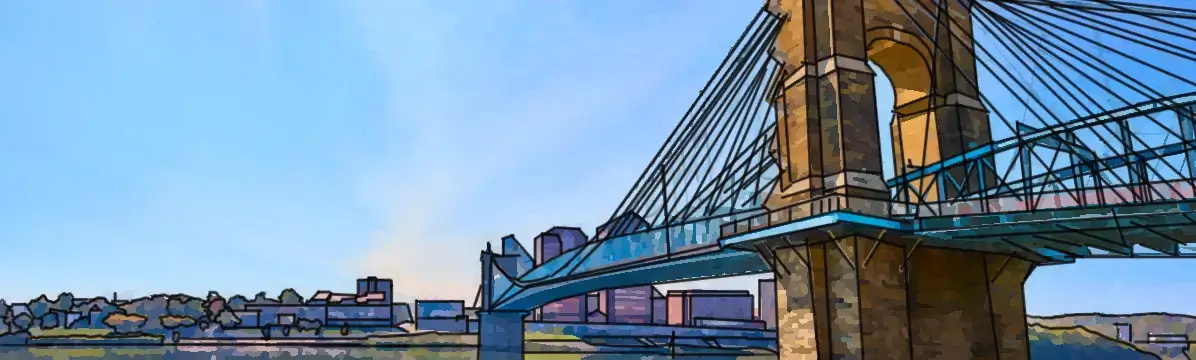 The Ohio Flyover - The Roebling Suspension Bridge, Cincinati, OH